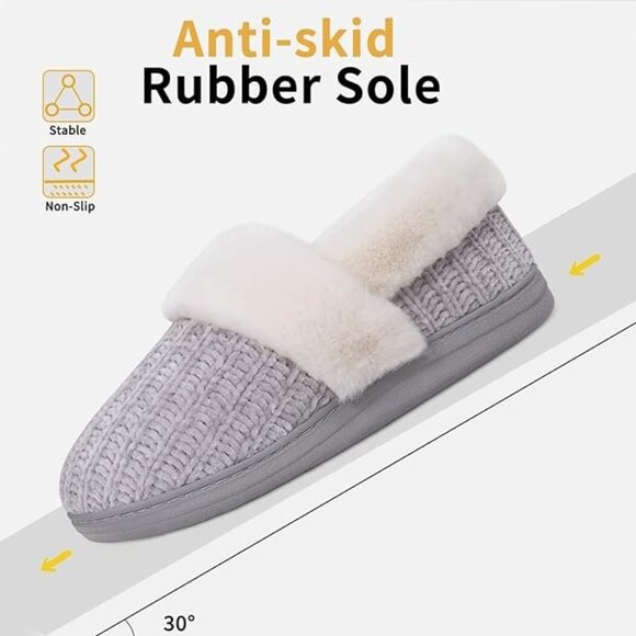 Evshine Fuzzy House Slippers for Women Fleece Lined Sweater Kint Home Sl… - Picture 1 of 5